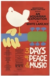 Pristine Original Woodstock Concert Poster Signed by Artist Arnold Skolnick -- First Printing, Large Format Poster Measures 24'' x 36''